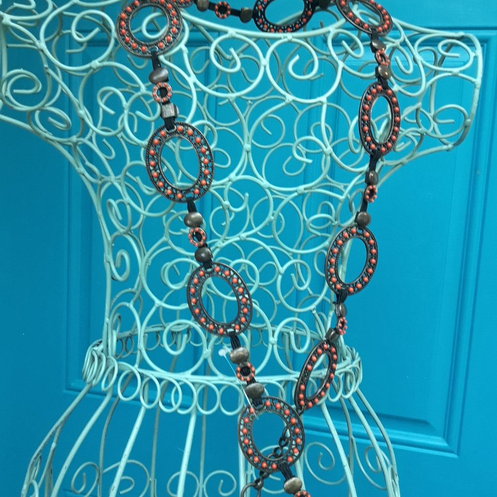 Metal Chain Link Belt Vintage Art Deco Round Circle Cosplay Gypsy Retro 90s - Picture 13 of 15